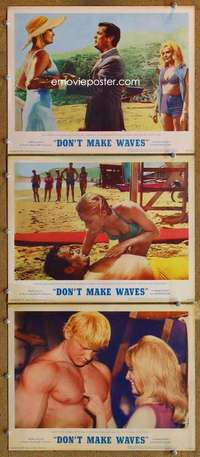 q687 DON'T MAKE WAVES 3 movie lobby cards '67 Tony Curtis, Sharon Tate