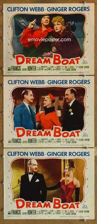 q689 DREAM BOAT 3 movie lobby cards '52 Ginger Rogers, Clifton Webb