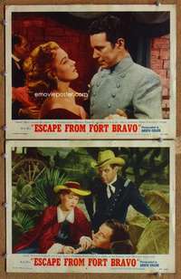 q883 ESCAPE FROM FORT BRAVO 2 movie lobby cards '53 William Holden