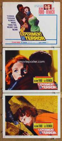 q693 EXPERIMENT IN TERROR 3 movie lobby cards '62 Ford, Lee Remick