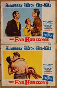 q888 FAR HORIZONS 2 movie lobby cards '55 Charlton Heston, Donna Reed