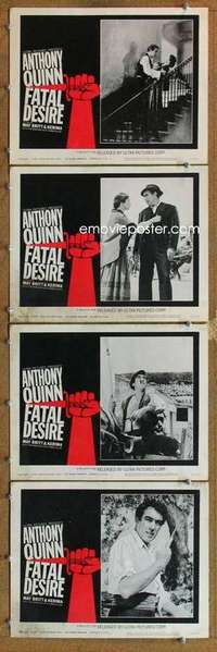 q577 FATAL DESIRE 4 movie lobby cards '63 Anthony Quinn, May Britt