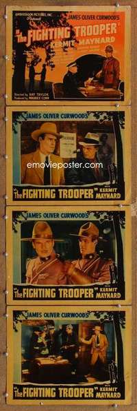 q581 FIGHTING TROOPER 4 movie lobby cards '34 Kermit Maynard, Mounties!