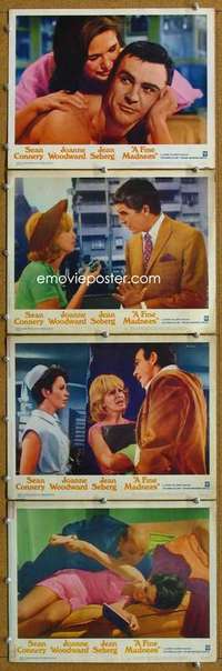 q582 FINE MADNESS 4 movie lobby cards '66 Sean Connery, Woodward, Seberg