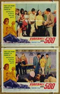 q891 FIREBALL 500 2 movie lobby cards '66 car racing, Frankie Avalon