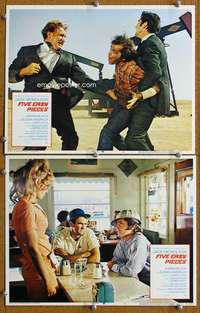 q892 FIVE EASY PIECES 2 movie lobby cards '70 Jack Nicholson, Rafelson