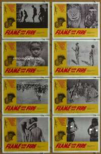 q179 FLAME & THE FIRE 8 movie lobby cards '66 naked African natives!