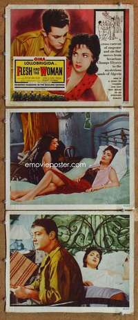 q701 FLESH & THE WOMAN 3 movie lobby cards '54 Gina Lollobrigida