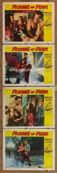 q583 FLOODS OF FEAR 4 movie lobby cards '59 Howard Keel, Anne Heywood