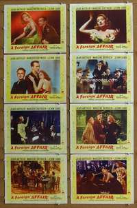 q182 FOREIGN AFFAIR 8 movie lobby cards '48 Jean Arthur, Dietrich