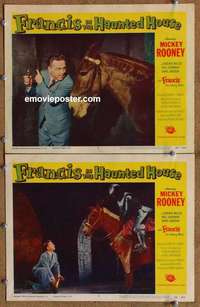 q897 FRANCIS IN THE HAUNTED HOUSE 2 movie lobby cards '56 Mickey Rooney