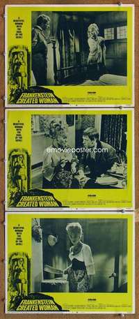 q704 FRANKENSTEIN CREATED WOMAN 3 movie lobby cards '67 Susan Denberg