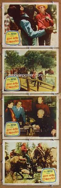 q586 GENE AUTRY & THE MOUNTIES 4 movie lobby cards '50 with Champion!
