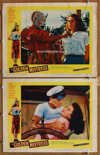 q903 GOLDEN MISTRESS 2 movie lobby cards '54 John Agar, voodoo!