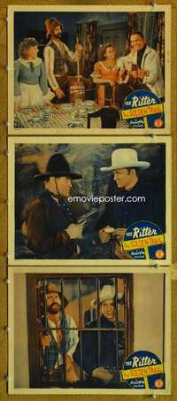 q708 GOLDEN TRAIL 3 movie lobby cards '40 Tex Ritter, western!