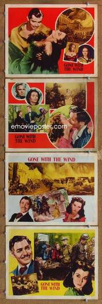 q588 GONE WITH THE WIND 4 movie lobby cards R47 Clark Gable, Leigh