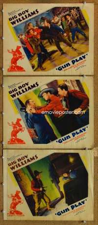 q710 GUN PLAY 3 movie lobby cards '35 Guinn Big Boy Williams, western