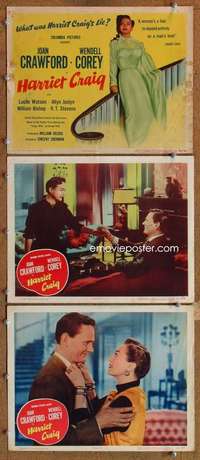 q714 HARRIET CRAIG 3 movie lobby cards '50 Joan Crawford, Corey