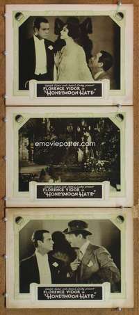 q717 HONEYMOON HATE 3 movie lobby cards '27 pretty Florence Vidor!