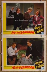 q914 HOUSE OF ERRORS 2 movie lobby cards '42 Harry Langdon, Marsh