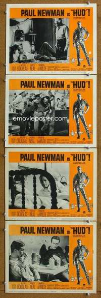 q597 HUD 4 movie lobby cards '63 Paul Newman, Martin Ritt classic!