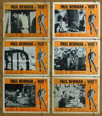 q477 HUD 6 movie lobby cards '63 Paul Newman, Martin Ritt classic!