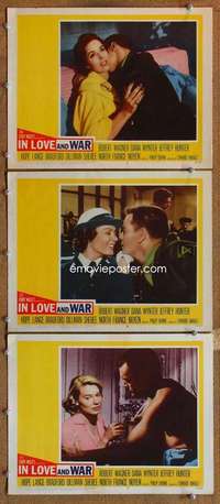 q721 IN LOVE & WAR 3 movie lobby cards '58 Robert Wagner, Dana Wynter
