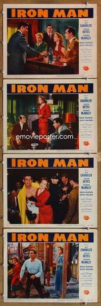 q600 IRON MAN 4 movie lobby cards '51 Jeff Chandler, Keyes, boxing!