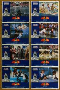 q226 JAWS 3-D 8 movie lobby cards '83 Great White Shark horror!