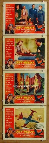 q603 JET PILOT 4 movie lobby cards '57 John Wayne, Howard Hughes