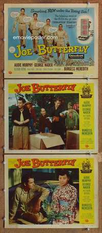 q725 JOE BUTTERFLY 3 movie lobby cards '57 Audie Murphy in Japan!