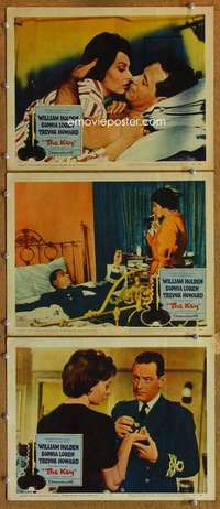 q727 KEY 3 movie lobby cards '58 William Holden, sexy Sophia Loren!