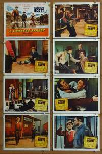 q235 LAWLESS STREET 8 movie lobby cards '55 Randolph Scott, Lansbury