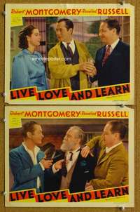 q922 LIVE, LOVE & LEARN 2 movie lobby cards '37 Montgomery, Russell