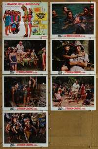 q425 LT ROBIN CRUSOE USN 7 movie lobby cards '66 Disney, Van Dyke