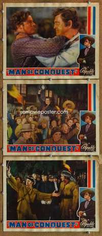q737 MAN OF CONQUEST 3 movie lobby cards '39 Richard Dix in Texas!
