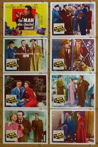 q253 MAN WHO CHEATED HIMSELF 8 movie lobby cards '51 Lee J. Cobb, Wyatt