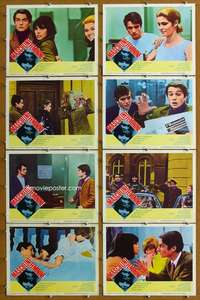 q257 MASCULINE-FEMININE 8 movie lobby cards '66 Jean-Luc Godard, Leaud