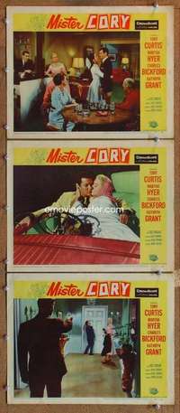 q743 MISTER CORY 3 movie lobby cards '57 Tony Curtis, pro poker player!
