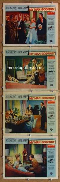 q613 MY MAN GODFREY 4 movie lobby cards '57 June Allyson, David Niven