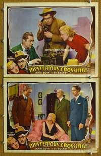 q932 MYSTERIOUS CROSSING 2 movie lobby cards '36 Jean Rogers, Dunn