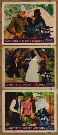 q747 MYSTERY OF THE HOODED HORSEMEN 3 movie lobby cards '37 Tex Ritter