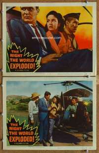 q936 NIGHT THE WORLD EXPLODED 2 movie lobby cards '57 Kathryn Grant
