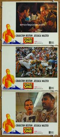q751 NUMBER ONE 3 movie lobby cards '69 football, Charlton Heston
