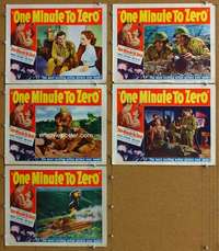 q524 ONE MINUTE TO ZERO 5 movie lobby cards '52 Robert Mitchum, Hughes