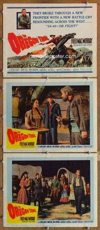 q755 OREGON TRAIL 3 movie lobby cards '59 Fred MacMurray, Bishop