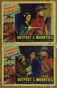 q940 OUTPOST OF THE MOUNTIES 2 movie lobby cards '39 Charles Starrett