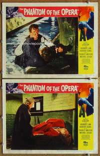 q944 PHANTOM OF THE OPERA 2 movie lobby cards '62 Hammer, Herbert Lom