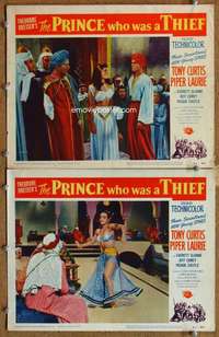 q947 PRINCE WHO WAS A THIEF 2 movie lobby cards '51 Curtis, Laurie