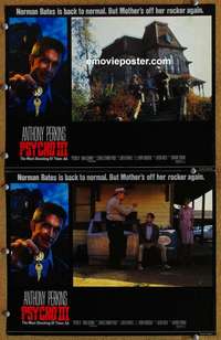 q948 PSYCHO 3 2 English movie lobby cards '86 Anthony Perkins, horror!